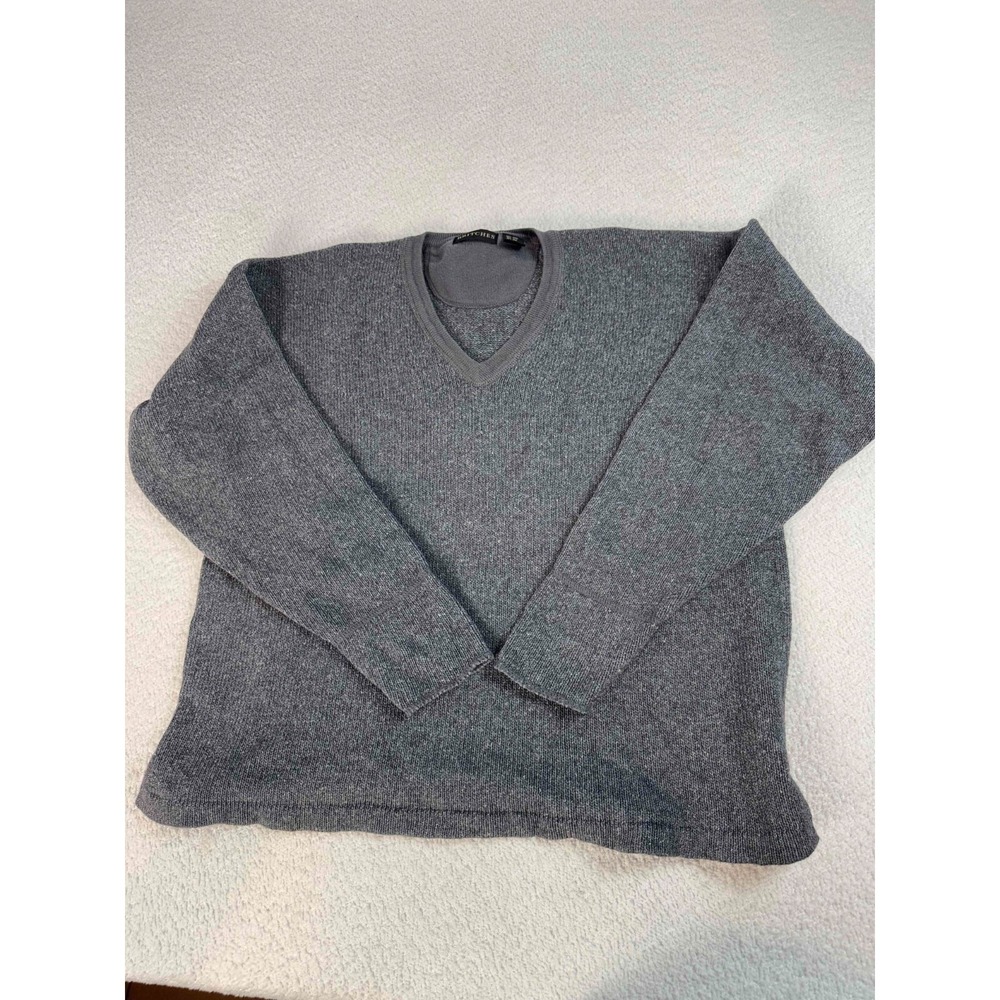 Britches Mens Wool Blend Knit V-neck Long Sleeve Pullover Gray Sweater Large‎